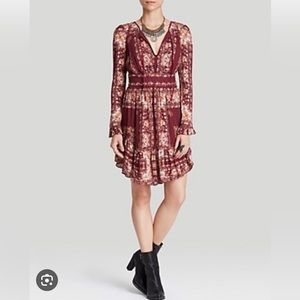 Free people Bridgette Prairie dress M Burgandy